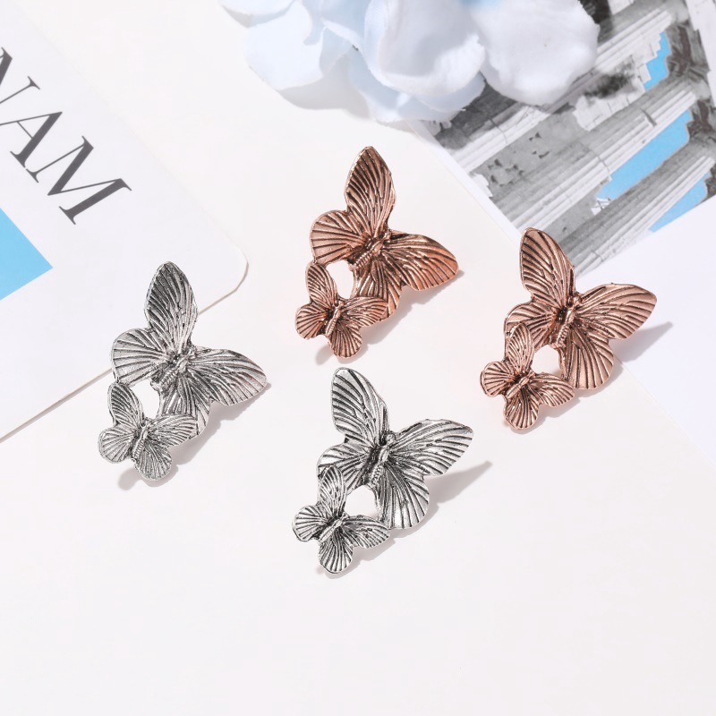 Anting-anting Pejantan Kupu-kupu Vintage Fashion Anting Kupu-kupu Ganda Yang Dilebih-lebihkan