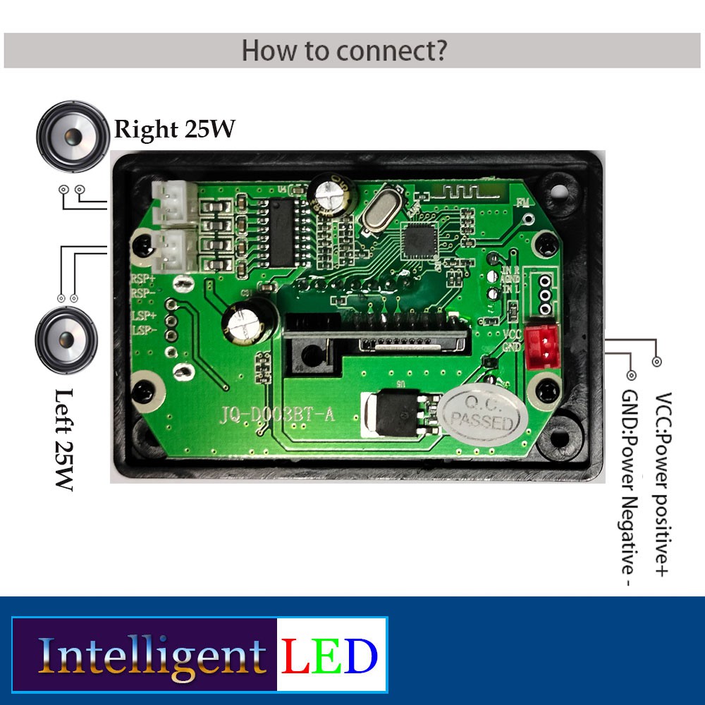 Amplifier 2x25W Stereo MP3 USB FM Board Bluetooth Module 12V D003