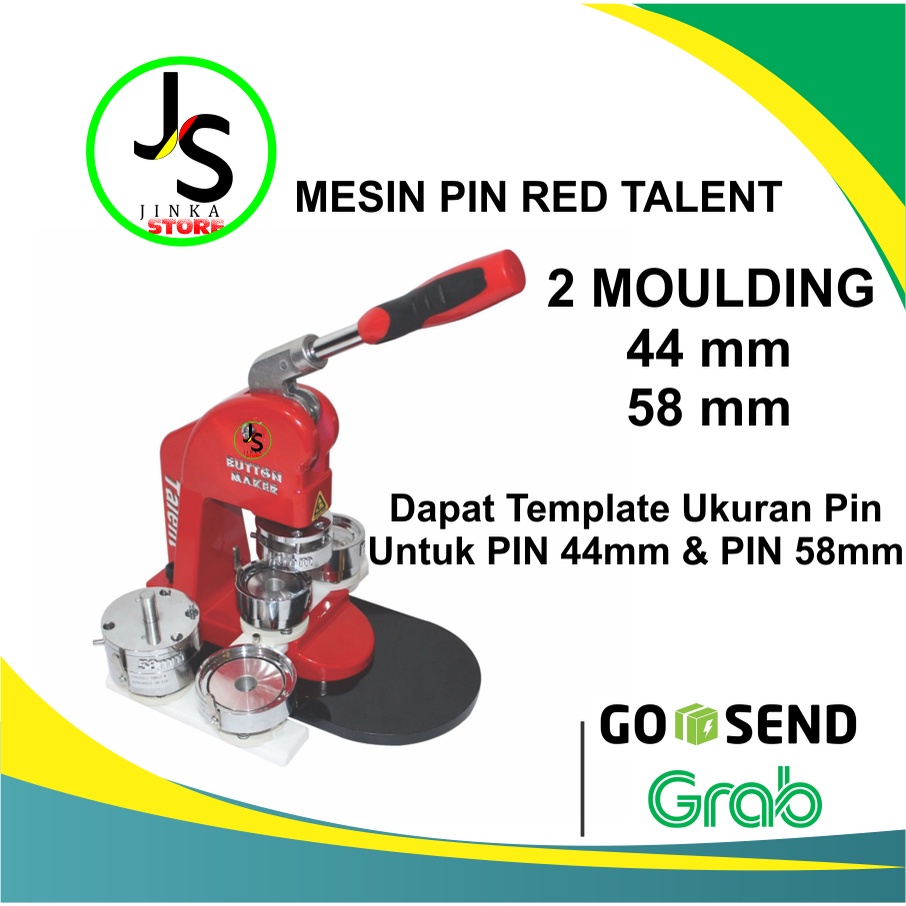 MESIN PIN RED TALENT ASLI 2 MOULDING 44mm + 58 mm