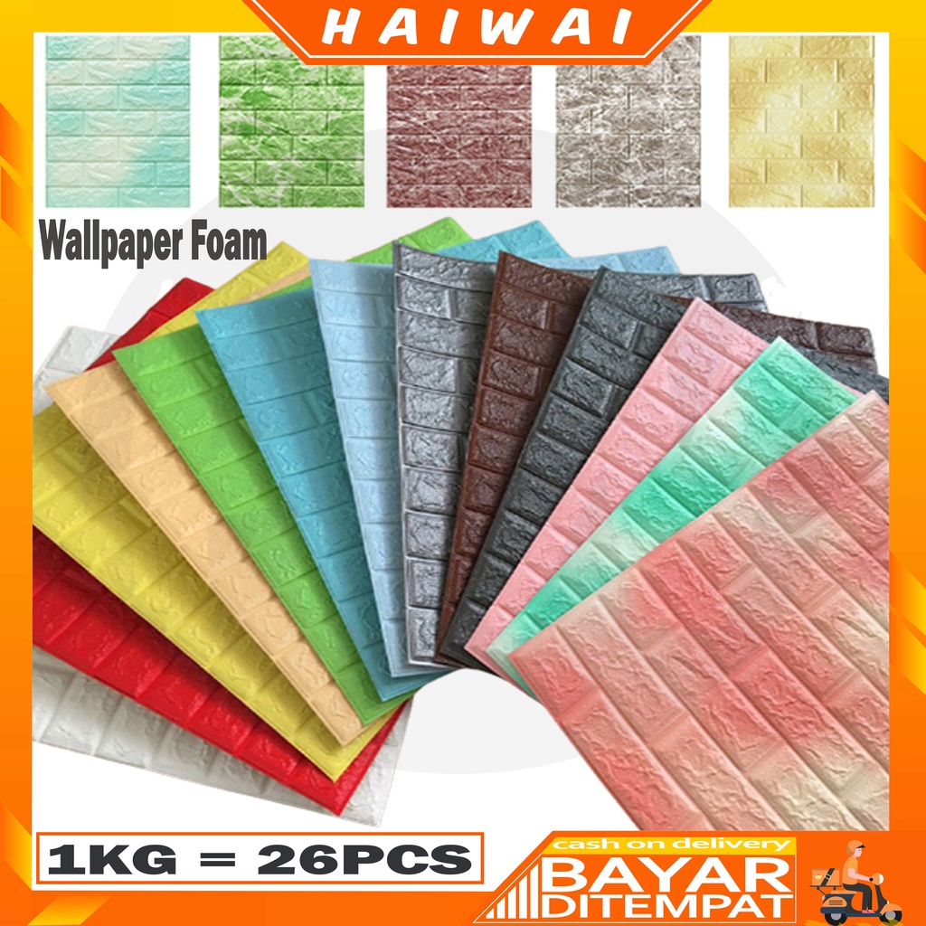 HaiWai COD Wallpaper Dinding Foam 3D Timbul Anti Air Motif Kayu dan Bunga Stiker Dinding Dekorasi U96