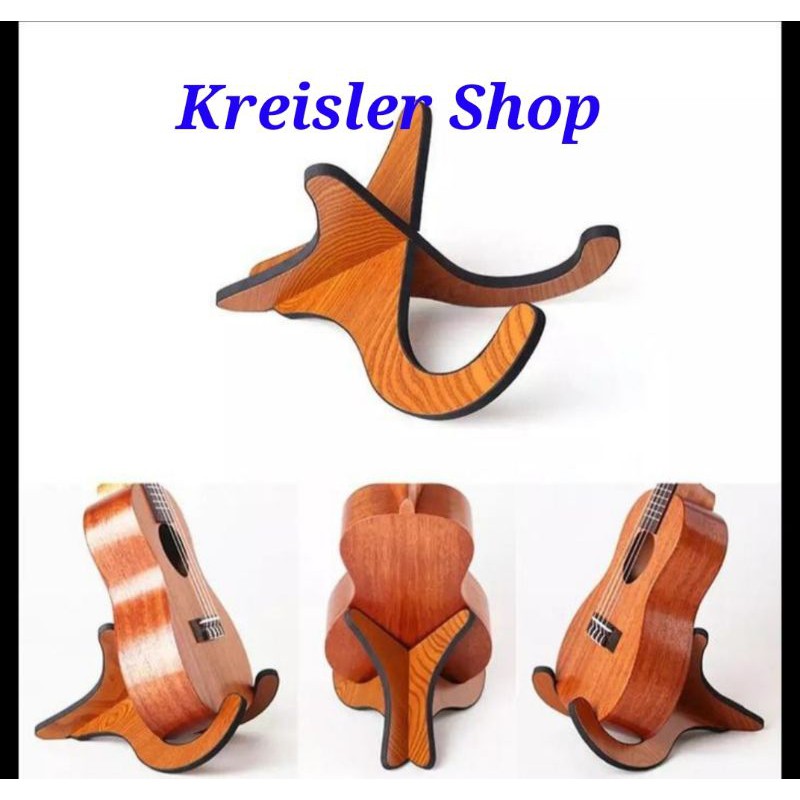 Stand Ukulele Holder ukulele kayu Ukulele Stand Mandonlin Stand coklat kayu