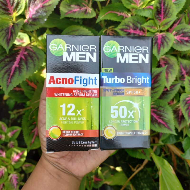 GARNIER MEN Acno Fight Brightening Serum Cream || GARNIER MEN Turbo Bright Spotless Serum SPF50+ 40m