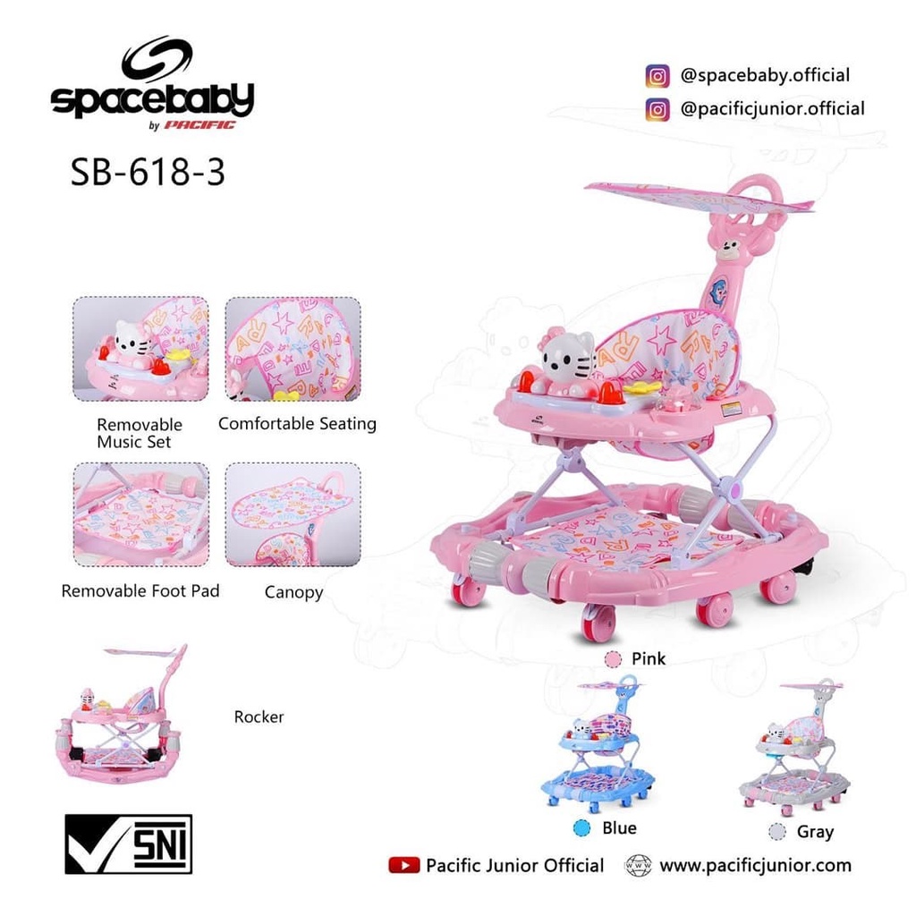 Spacebaby Baby Walker - SB618-3 / Kereta Jalan Bayi