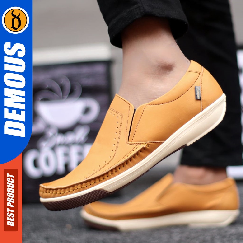 DEMOUS Moclea - Sepatu Slip On Casual Kerja Pria Kulit Asli