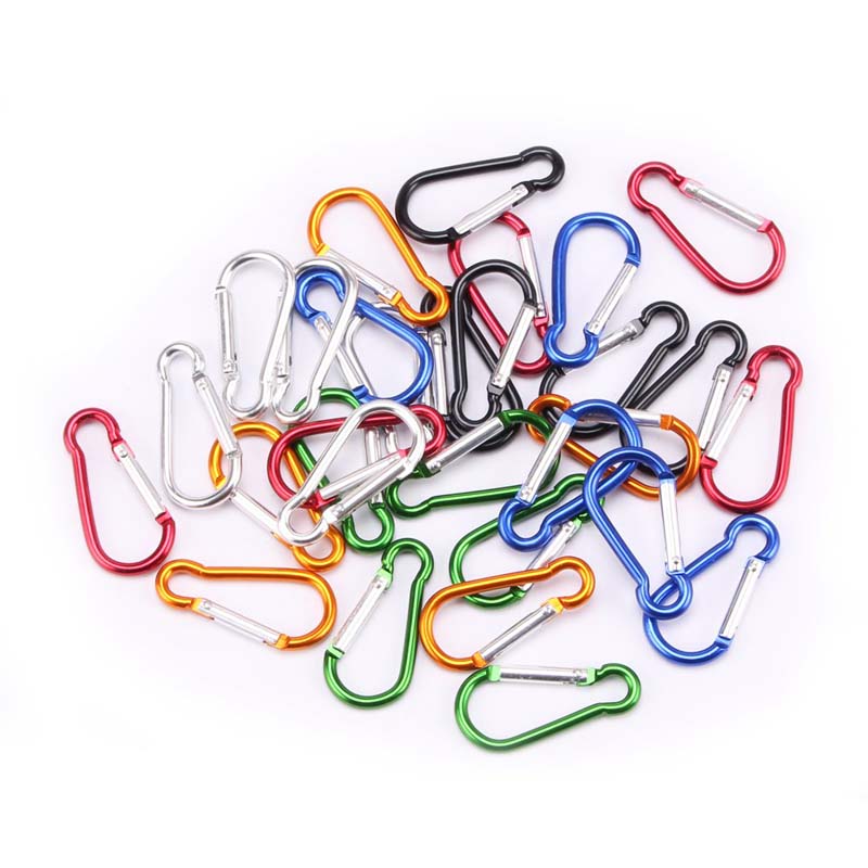 5 Pcs Gantungan Kunci Carabiner D-Ring Bahan Metal Warna Campur Untuk Tas Backpack