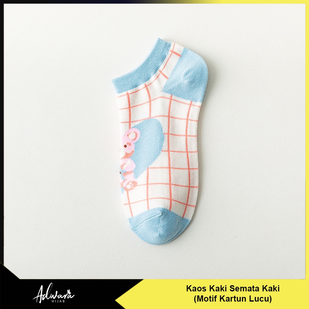 Kaos Kaki Wanita Pendek Semata Kaki Motif Kartun Karakter Lucu Gaya Fashion Korea