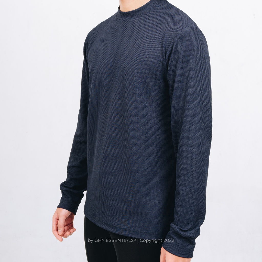 GHY ESSENTIALS Waffle Series - Long Sleeve Shirt (Ocean Blue)