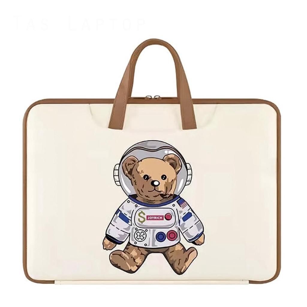 Tas Laptop Macbook Jinjing Hand Strap Teddy Open PU Leather 11 12 13 14 15 16 inch