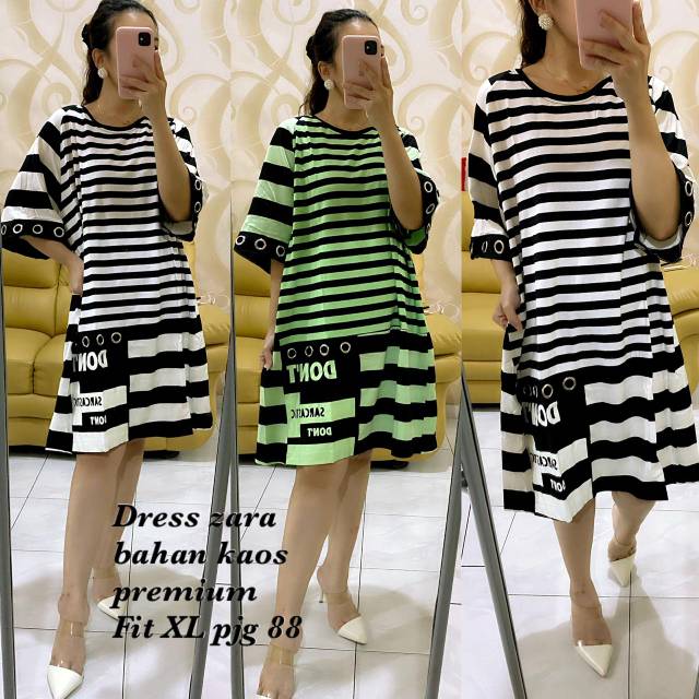 Tunik salur zara bahan kaos premium all size