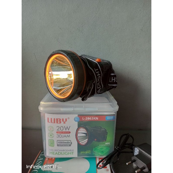 Senter Kepala Original Luby 20 Watt L-2863 Cahaya Kuning/Putih Super Terang