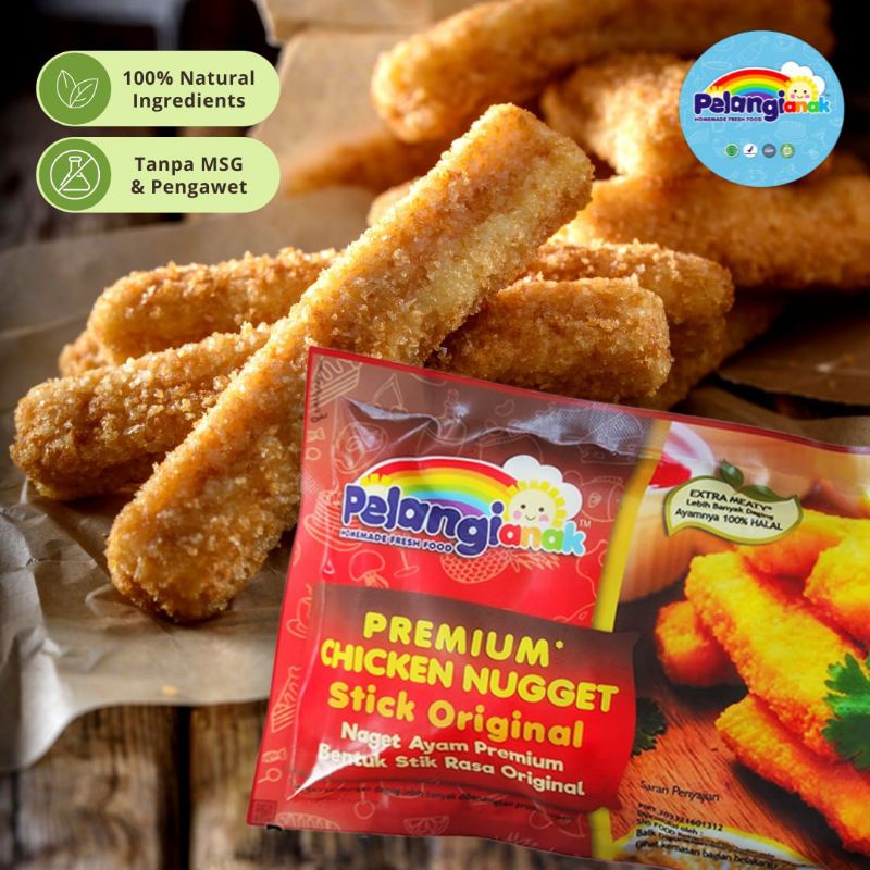 

Pelangi chicken nugget stick original 250 gram non msg dan non pengawet