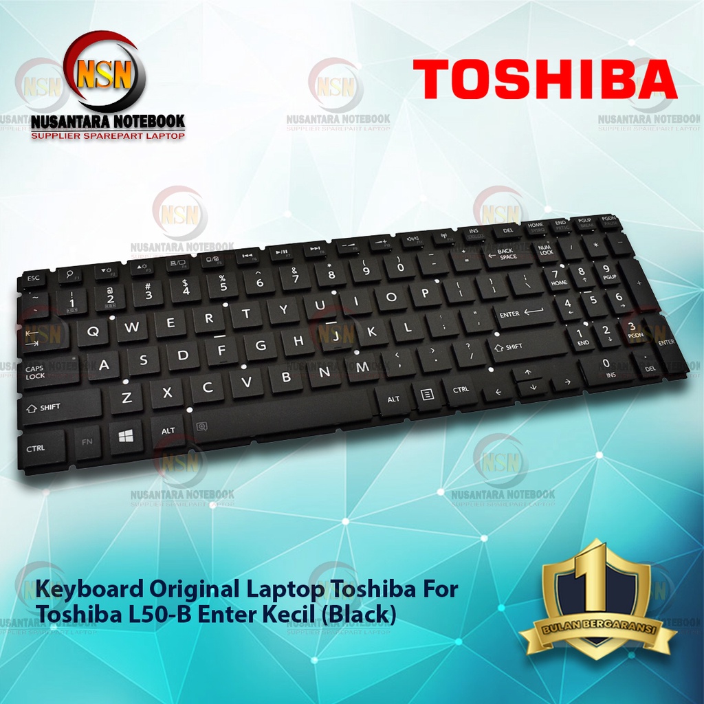 Keyboard Laptop Toshiba L50-B Hitam Black Versi US Small Enter