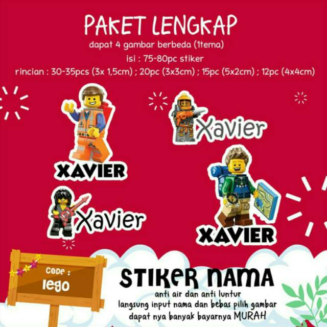 

70 PCS STICKER NAMA KARAKTER