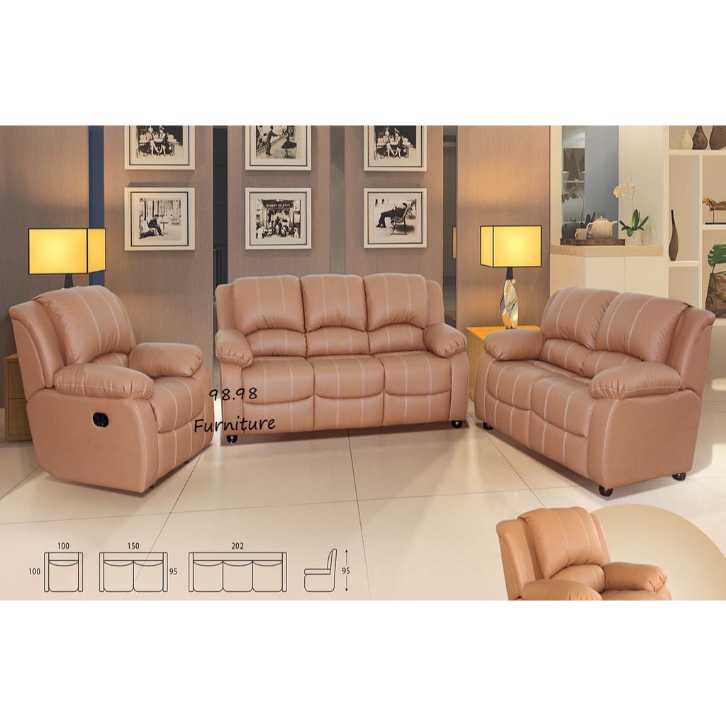 TITOV Sofa Reclainer 321 - Sofa Tamu Kulit 321 Reclainer Monte Carlo - Sofa Ruang Tamu Mewah