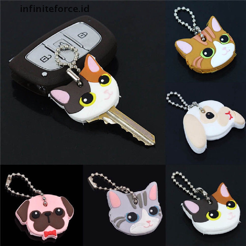 (infiniteforce.id) Gantungan Kunci Bentuk Anjing / Kucing / Kelinci Bahan Silikon PVC