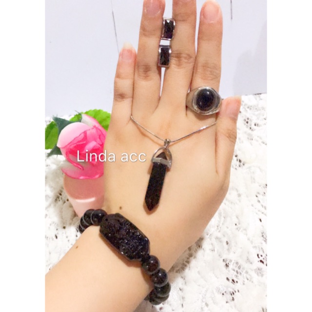 set permata giok gelang giok dewi cincin titanium awet 88