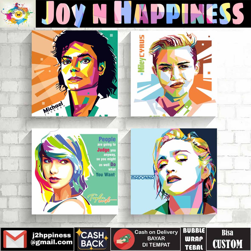 Hiasan Dinding Pajangan Poster Kayu Michael Jackson Taylor Swift Madonna