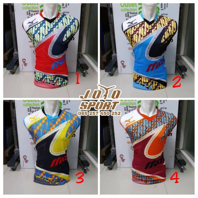Baju Atasan singlet Volley Mizuno Batik printing