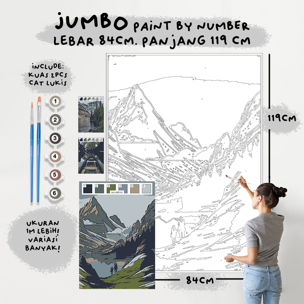 

JUMBO Paint By Number Kit, LAKEpaint by number besar a0