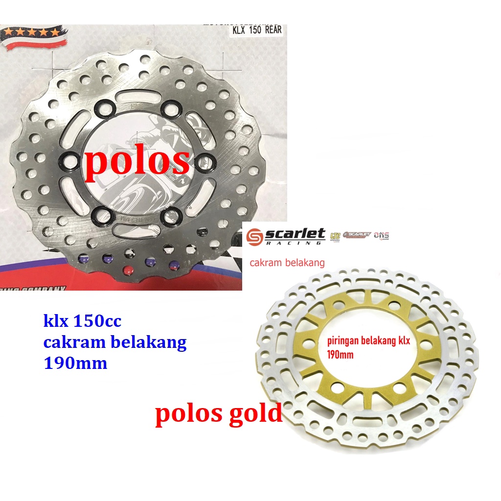 DISK CAKRAM KLX 150CC-DTRACKER 220MM 190MM  BELAKANG PIRINGAN CAKRAM BELAKANG KAWASAKI KLX 150CC UKURAN 190MM BAUT 6