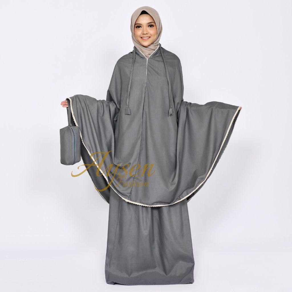 Mukena Dewasa Traveling 2 in 1 Resleting Katun Polos Yesifaseries