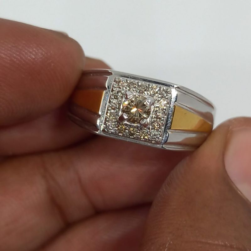 cincin berlian pria mata utama berat 0.20 keliling full berlian eropa ring perak ringsize 18/19