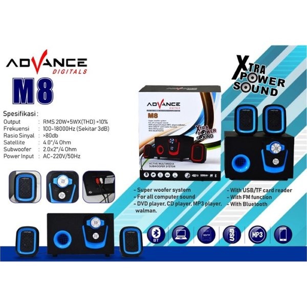 Promo Terbaru!!! Speaker Bluetooth Aktif Advance M8 Portable Subwoofer Extra Bass Radio FM / MP3 Berkualitas