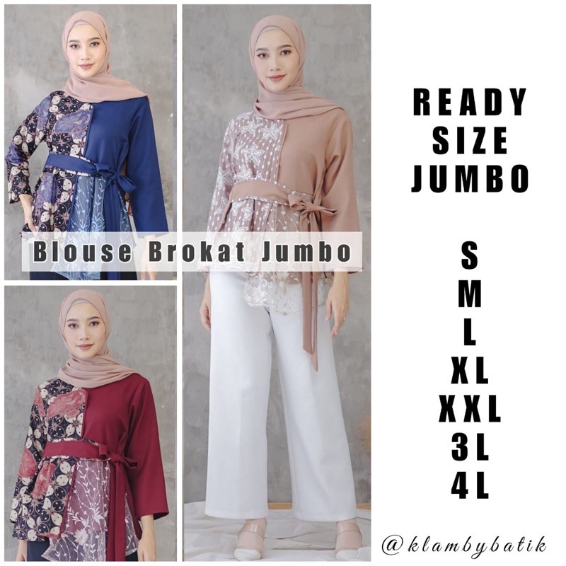 Batik Wanita SIZE JUMBO Kekinian Blouse Batik Brokat Batik Kombinasi SIZE JUMBO