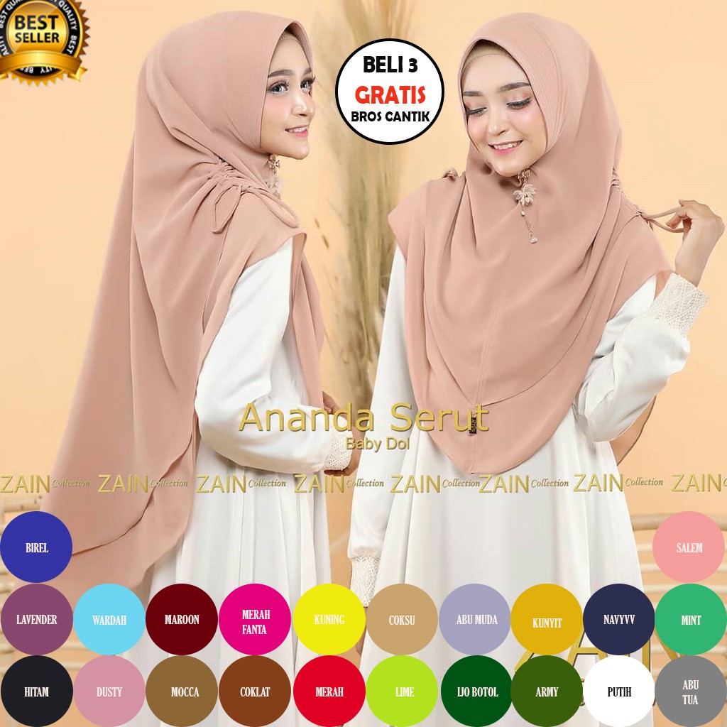 KHIMAR ANANDA SERUTALI HIJAB JILBAB INSTAN MAT POLYCOTTON KERUDUNG SIMPLE 2 LAYER  MODEL WANITA MUSL