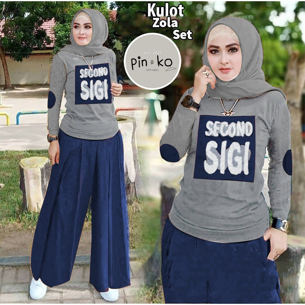 PIK - Setelan Kulot Zola (All SIze/ L)/ Kulot Wanita/ Fashion Wanita/ Setelan Wanita