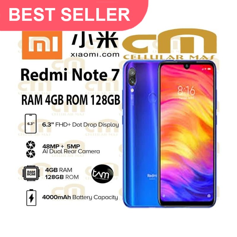 FORSALE Xiaomi Redmi Note 7 4/128 RAM 4GB ROM 128GB GARANSI RESMI TAM - Biru SPESIAL