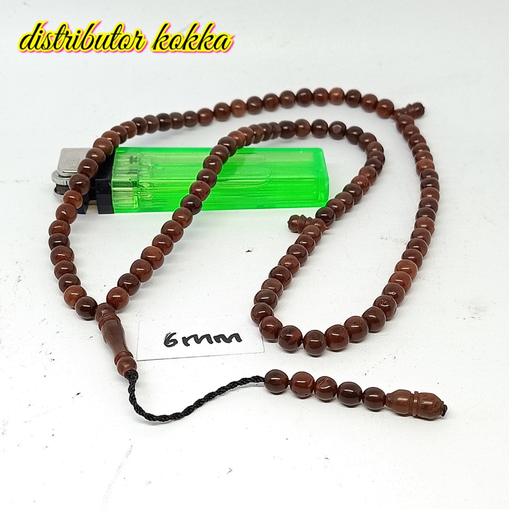 ( SUPER MURAH ) Tasbih Kokka kaukah 99 bulat  6 mm coklat