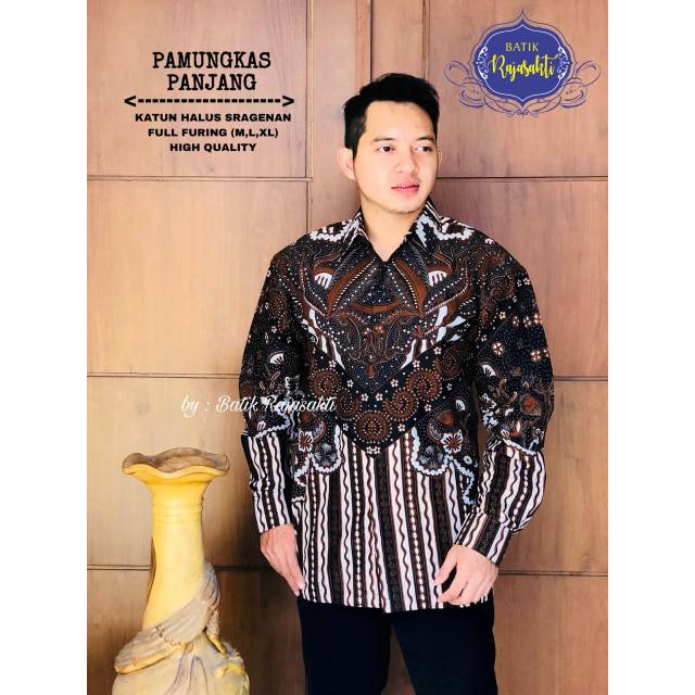 Batik Pria PAMUNGKAS Asli Katun Halus Sragenan Full Furing Murah