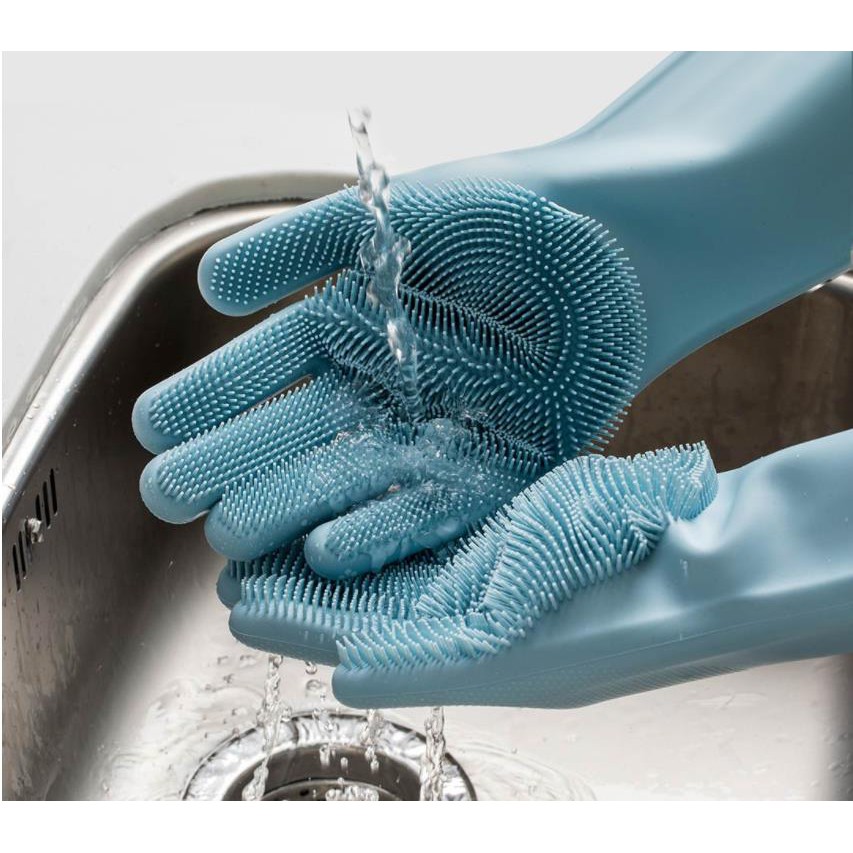 Xiaomi Mijia JJ Sarung Tangan Cuci Sikat Magic Silicone Cleaning Gloves HO004 - Blue