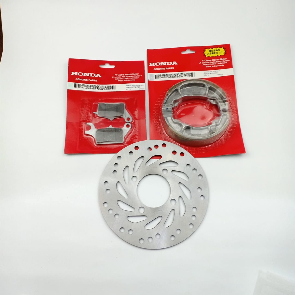 Paket Kampas Rem Dispad Kampas Rem Cakram Depan + Kampas Rem Tromol Belakang + Piringan Cakram BeAT 