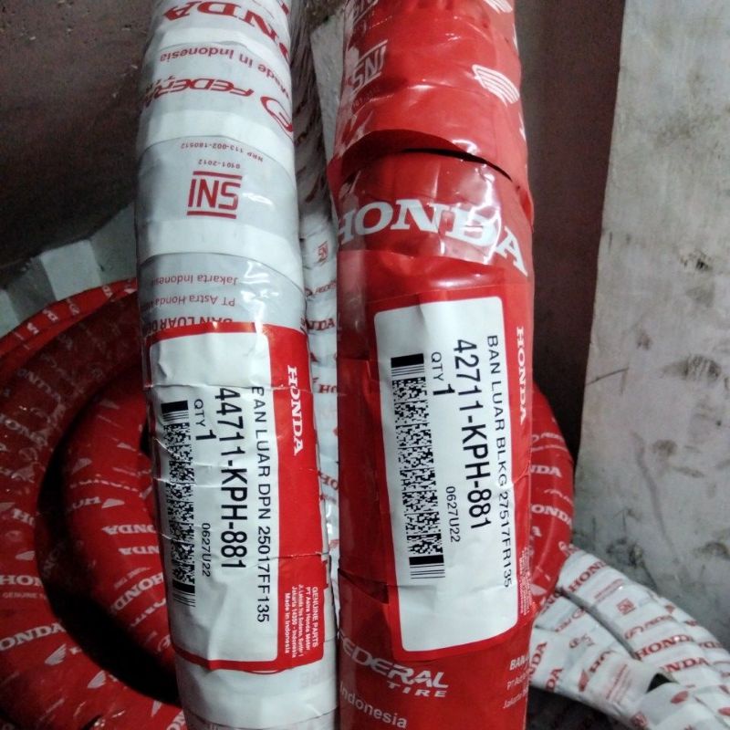 PAKET SEPASANG BAN LUAR 250-17+275-17 KPH TUBE TYPE BAN SET DEPAN BELAKANG MOTOR BEBEK HONDA AHM FED