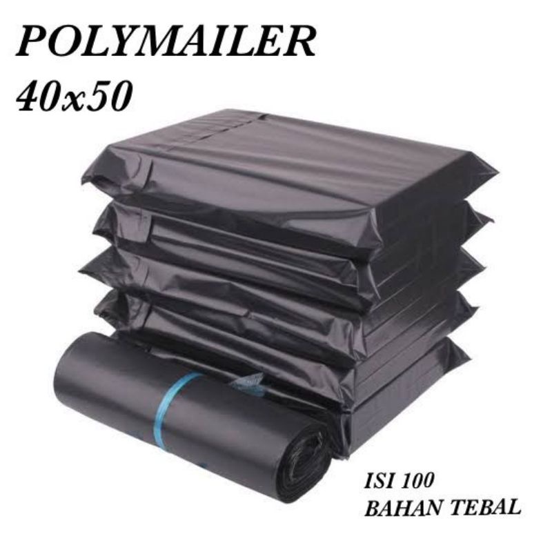 Plastik Polymailer Hitam LDPE [40x50] isi 100 - Bungkus Plastik Packing Online