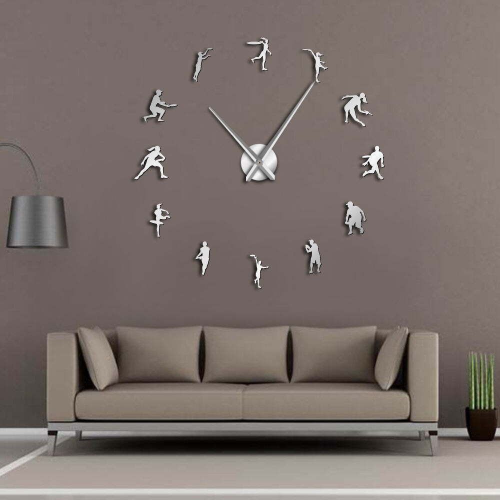 Free Ongkir Male And Female Tennis Players Diy Giant Wall Clock Tennis Lover Living Room Wall Art Shopee Indonesia