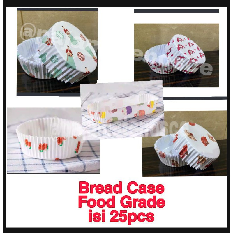 25pcs Korean Series Bread Paper Case Kertas Cup Roti Bulat Lonjong Food Grade