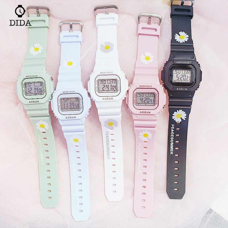 COD✔Jam Tangan Elektronik Motif Bunga Daisy Kecil Anti Air Untuk Wanita Jam Tangan Motif Bunga