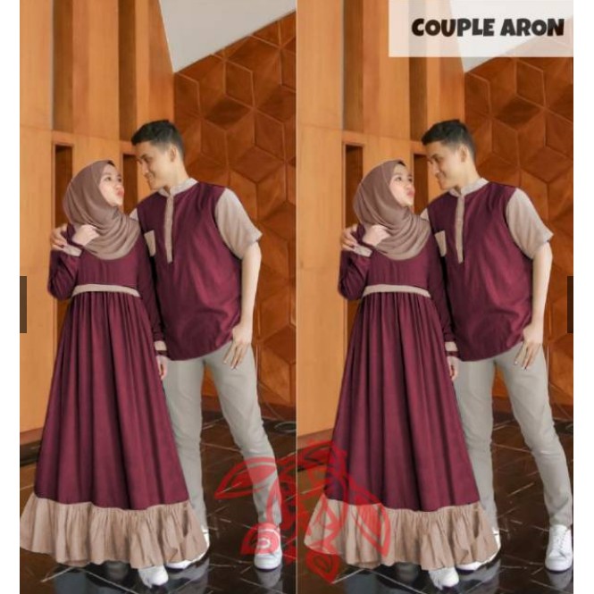 Gamis Couple kasih Pasangan Remaja Modis Kekinian Modern Terbaru 2021 Couple lebaran Suami Istri