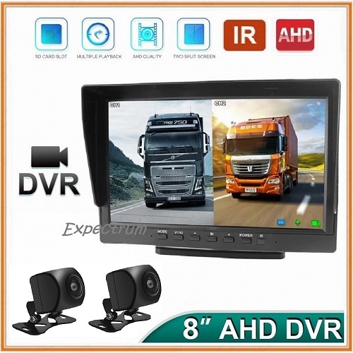 Monitor TV AHD 8&quot; DVR Recording IPS Screen Front/Rear View, Camera AHD