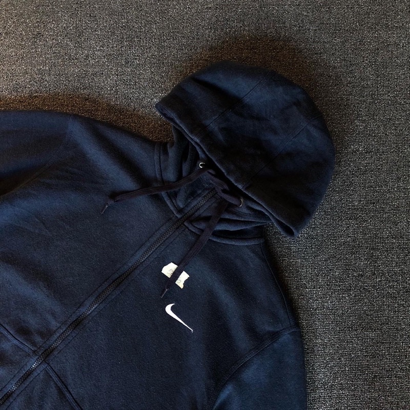 jaket hoodie zipper nike small swoosh navy second original