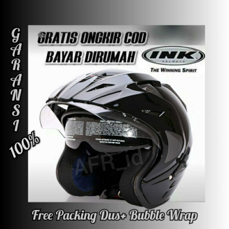 Helm INK KW Super Topi Double Dobel Visor 2kaca Helem Half Face Motor SNI Pria Dewasa Murah