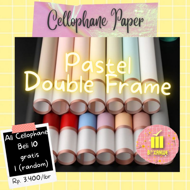 

boxanwe| cellophane paper | kertas wrapping bunga motif pastel double frame