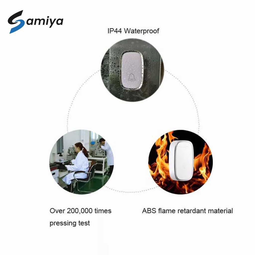 bel rumah wireless waterproof 2receiver / door bell wireless IP44 2 receiver anti air