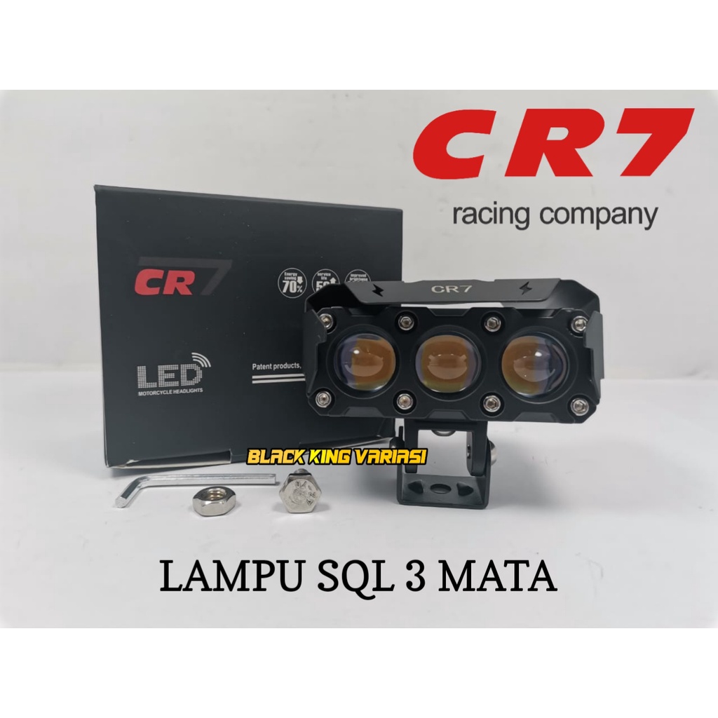 Lampu Sorot Tembak Laser Mobil Motor Tembak LED SQL 3 Mata CR7 Laser Gun Putih Kuning SQL Biled Foglamp 3 Mata