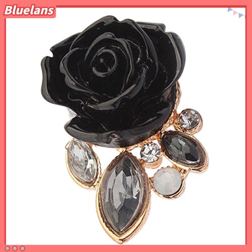 Bluelans Anting Stud Desain Bunga Mawar Aksen Berlian Imitasi Gaya Retro Elegan Untuk Wanita