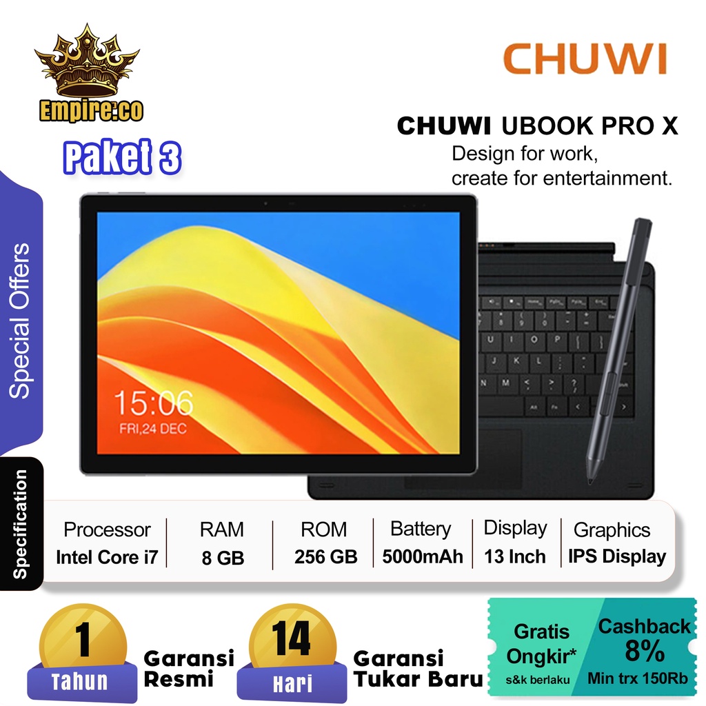 CHUWI UBook X Pro Intel Core i7 7Y75 Dual Core 8GB RAM 256GB