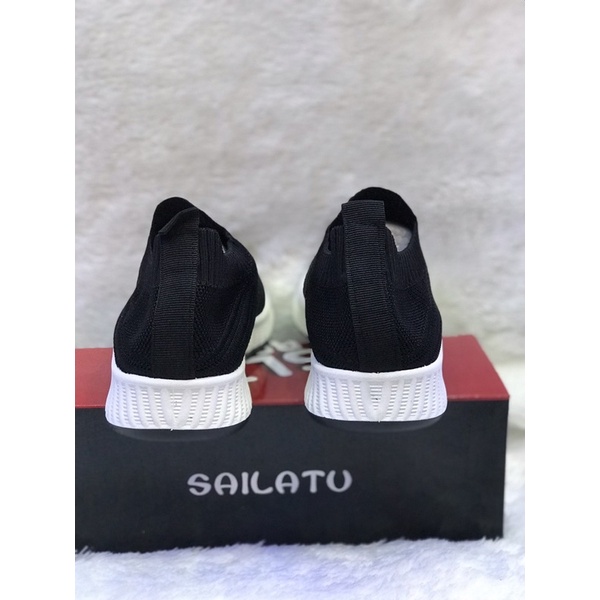 Sepatu slipon cewek import SAILATU Hitam sz 36-40